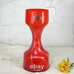 French Vintage Art Glass Orange Red Vase Vallerysthal Verrerie de Portieux