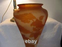 French original emile Galle cameo glass vase circa 1890 height 40cm Nasturtiums