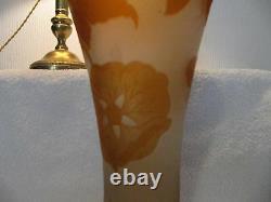 French original emile Galle cameo glass vase circa 1890 height 40cm Nasturtiums