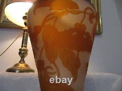 French original emile Galle cameo glass vase circa 1890 height 40cm Nasturtiums
