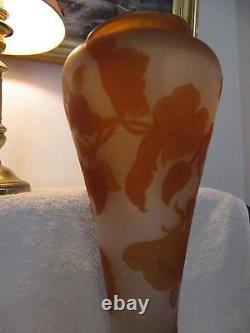 French original emile Galle cameo glass vase circa 1890 height 40cm Nasturtiums