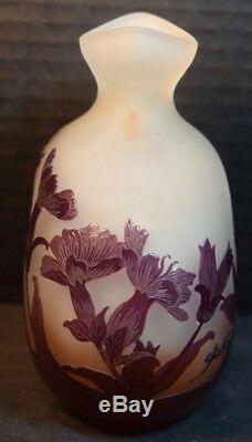 Galle Floral Cameo Art Glass Cabinet Vase