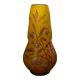 Galle Glass Vase Embossed Amber Red Cherries Reproduction 9-1/4