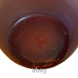 Galle Glass Vase Embossed Apples and Leave Brown Amber Red Reproduction 10-1/8