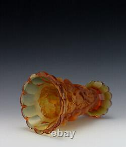 Glamorous Art Deco 1930' Amber Glass Nude Figural Large Vase