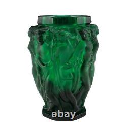 Glamorous Art Deco Translucent Green Glass Bacchantes Vase 1930' H. Hoffmann