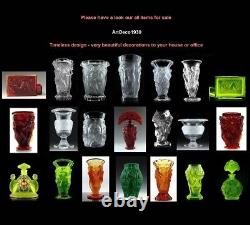 Glamorous Art Deco Translucent Green Glass Bacchantes Vase 1930' H. Hoffmann