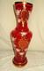 Gold Embossed Hand Painted French Red Vase Signed V. M. Beautiful 17