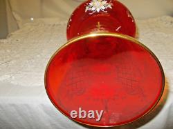 Gold Embossed Hand Painted French Red Vase Signed V. M. Beautiful 17