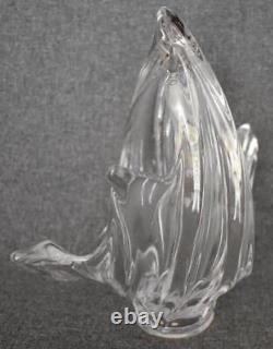 Gorgeous Vintage Signed Vannes French Crystal Art Glass Sculpture Basket Vase