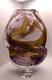 HEAVY! Signed 1989 Jean Luc Gambier French Studio Art Glass Vase Gold Foil