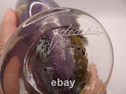 HEAVY! Signed 1989 Jean Luc Gambier French Studio Art Glass Vase Gold Foil