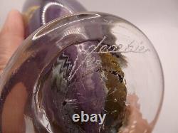 HEAVY! Signed 1989 Jean Luc Gambier French Studio Art Glass Vase Gold Foil