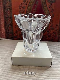 Heavy Crystal Vase Bubble mid century modern design by Art Vannes France
