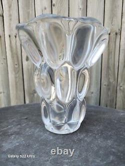 Heavy Crystal Vase Bubble mid century modern design by Art Vannes France