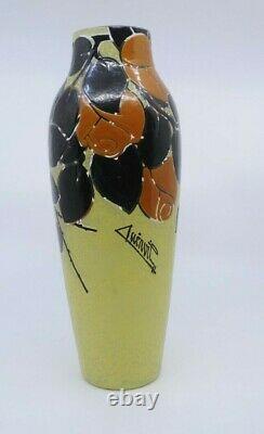 Henri Quenvil Enamel on Glass Art Glass Vase French Glass Vase 12