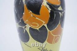 Henri Quenvil Enamel on Glass Art Glass Vase French Glass Vase 12