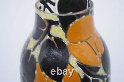 Henri Quenvil Enamel on Glass Art Glass Vase French Glass Vase 12