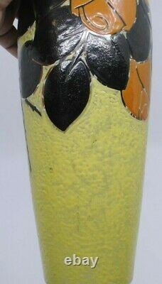 Henri Quenvil Enamel on Glass Art Glass Vase French Glass Vase 12