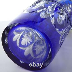 Huge Antique French/Bohemian Cobalt Cut to clear Heavy gold Vase
