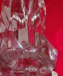 Huge Beautiful Vintage French SAINT LOUIS Crystal Cut Clear VASE Signed 1967