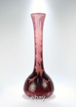 Huge Charles Schneider Le Verre Francais French Art Nouveau Glass Vase GL