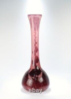 Huge Charles Schneider Le Verre Francais French Art Nouveau Glass Vase GL