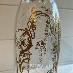 Huge Pair Antique French Raised Gilt Baccarat / Saint Louis Crystal Glass Vases