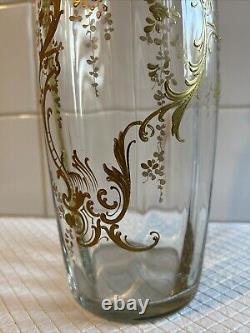 Huge Pair Antique French Raised Gilt Baccarat / Saint Louis Crystal Glass Vases