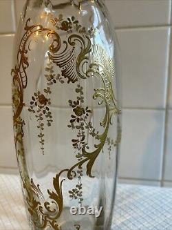 Huge Pair Antique French Raised Gilt Baccarat / Saint Louis Crystal Glass Vases