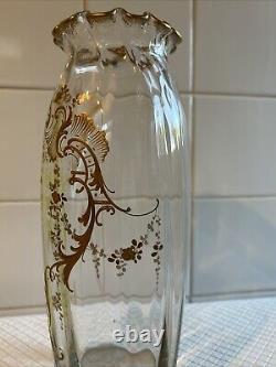 Huge Pair Antique French Raised Gilt Baccarat / Saint Louis Crystal Glass Vases