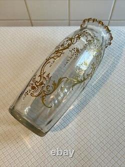 Huge Pair Antique French Raised Gilt Baccarat / Saint Louis Crystal Glass Vases