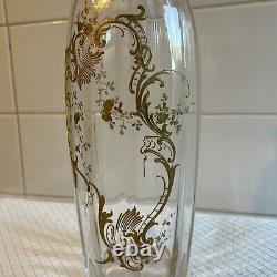 Huge Pair Antique French Raised Gilt Baccarat / Saint Louis Crystal Glass Vases