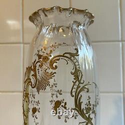 Huge Pair Antique French Raised Gilt Baccarat / Saint Louis Crystal Glass Vases