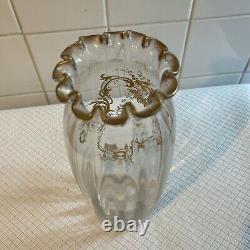 Huge Pair Antique French Raised Gilt Baccarat / Saint Louis Crystal Glass Vases
