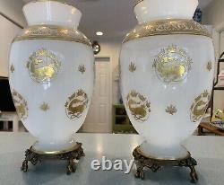 Important Pair Baccarat Opaline Glass Vases Mount Ormolu Japonisme King France
