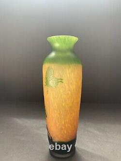 Interesting Galle French Etched Glass Vase 10 Make Offer