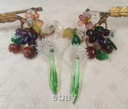 Italian French Vaseline Fruit Curtain Tiebacks, Large Size