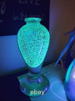 Jean Claude Novaro Signed Art Glass Luminescent Glow In The Dark Vase