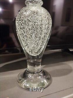 Jean Claude Novaro Signed Art Glass Luminescent Glow In The Dark Vase