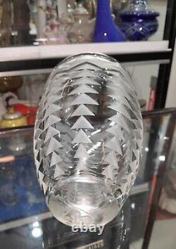 Jean Luce French Art Deco Clear Etched Glass Vase