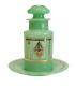 Jeweled Green Opaline Art Glass Jar Underplate c1920 hand painted raised enamel