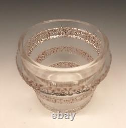 LALIQUE 1930s French Crystal Art Glass RICQUEWIHR Sepia Patina 5 Ice Tub Vase