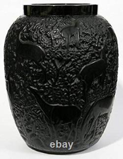 LALIQUE Biches Deer Vase Black Excellent Condition