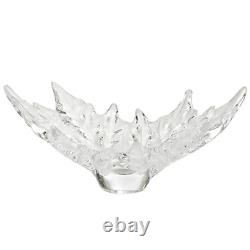 LALIQUE CHAMPS-ELYSEES Small CLEAR Satin BOWL plane leaves Vase BRAND New in Box