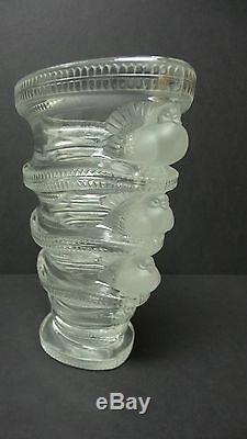 LALIQUE Clear & Frosted Crystal SAINT MARC 6.5 Art Glass Vase