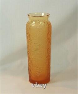 LALIQUE Crystal BOUGAINVILLIER Vase Amber Signed and Labels French Art Glass