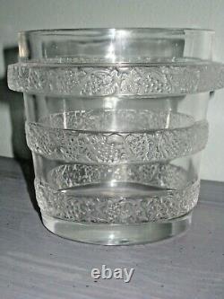 LALIQUE FRANCE LAVE-RAISINS RICQUEWIHR ICE BUCKET VASE 5 x 5