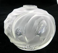 LALIQUE FRANCE SIGNED ART GLASS Soliflore ROYAL PALM COLL. CLEAR COLOR BUD VASE