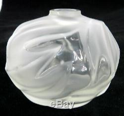 LALIQUE FRANCE SIGNED ART GLASS Soliflore ROYAL PALM COLL. CLEAR COLOR BUD VASE